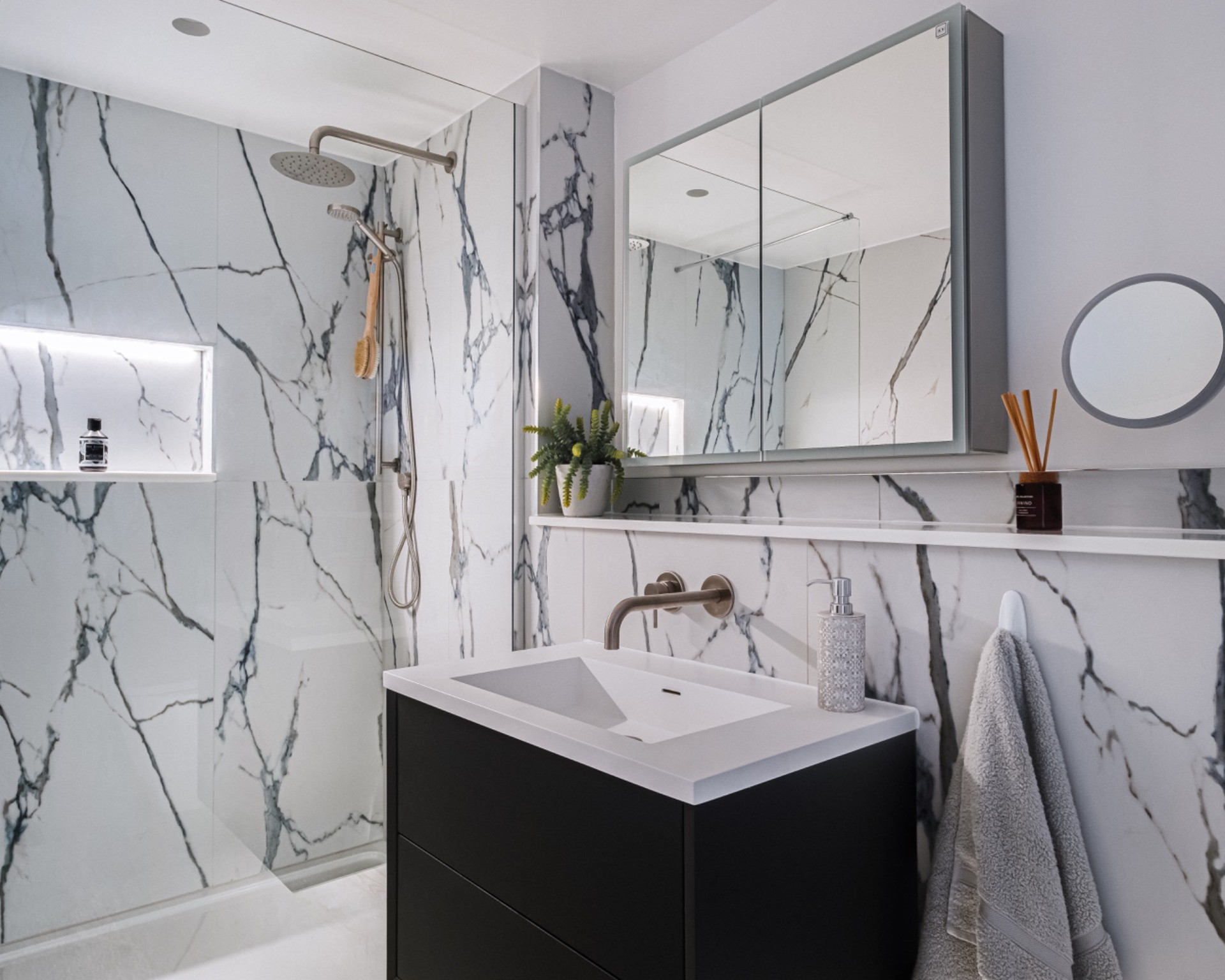 Luxury Bathroom Design & Installation 7 Blue marble bathroom — Basin and mirror
